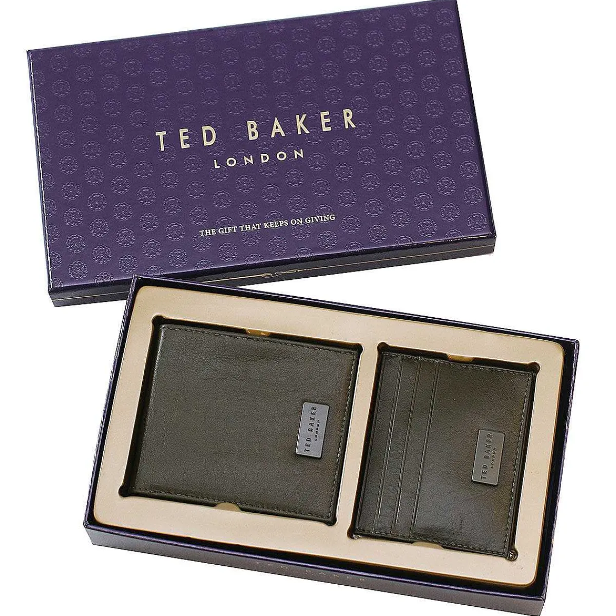 Loane Khaki Leather Wallet And Card Holder Gift Set>Ted Baker Clearance