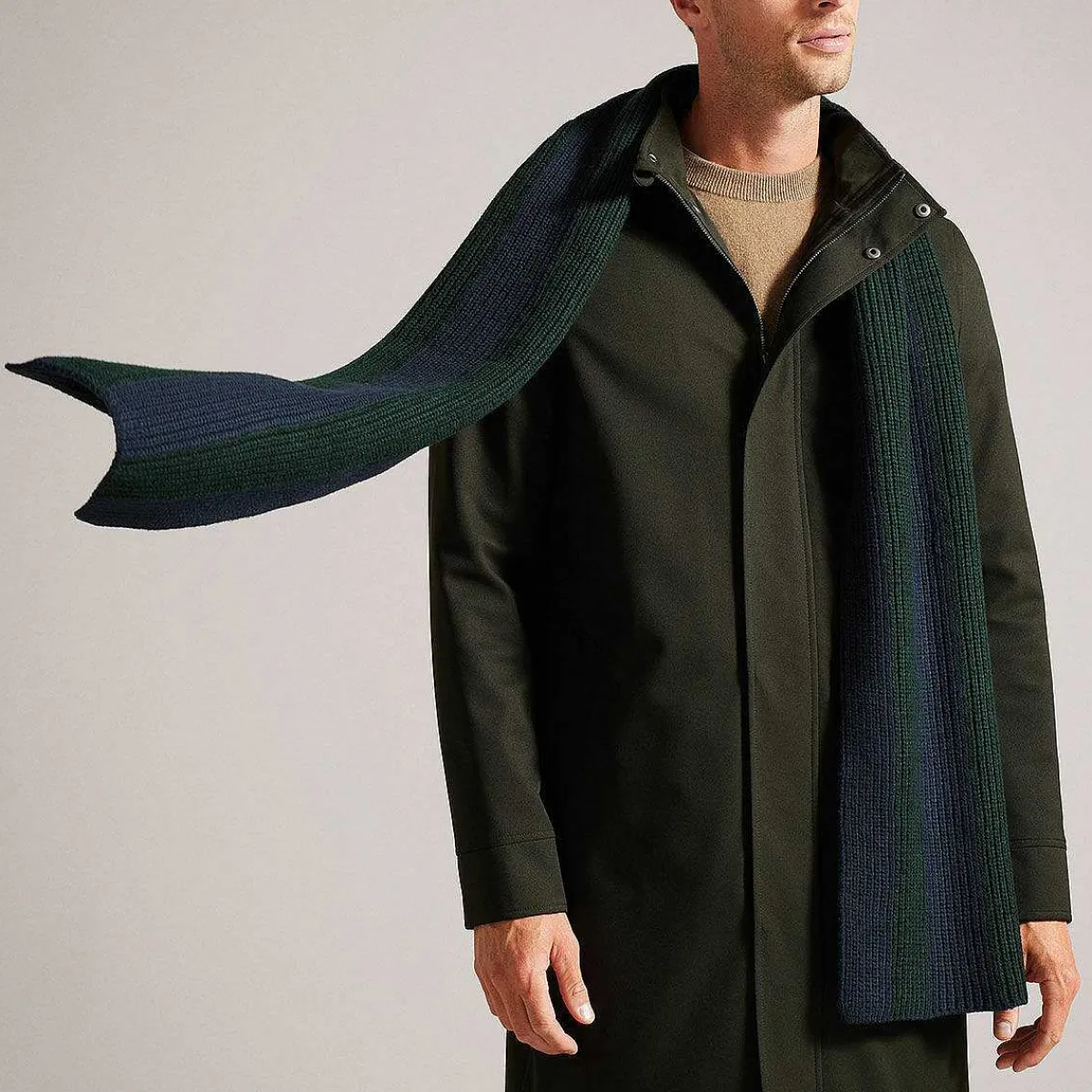 Masonnn Dark Green Stripe Ribbed Scarf>Ted Baker Best Sale