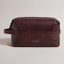 Royen Oxblood Croc Leather Wash Bag>Ted Baker Best Sale