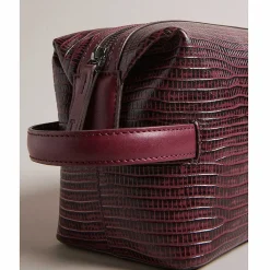 Royen Oxblood Croc Leather Wash Bag>Ted Baker Best Sale