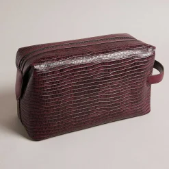 Royen Oxblood Croc Leather Wash Bag><noscript><img width=