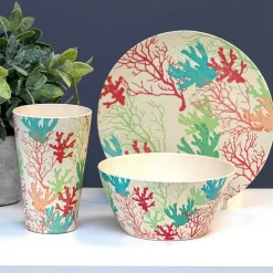 Bamboo Fibre Coral 8 Inch Plate><noscript><img width=