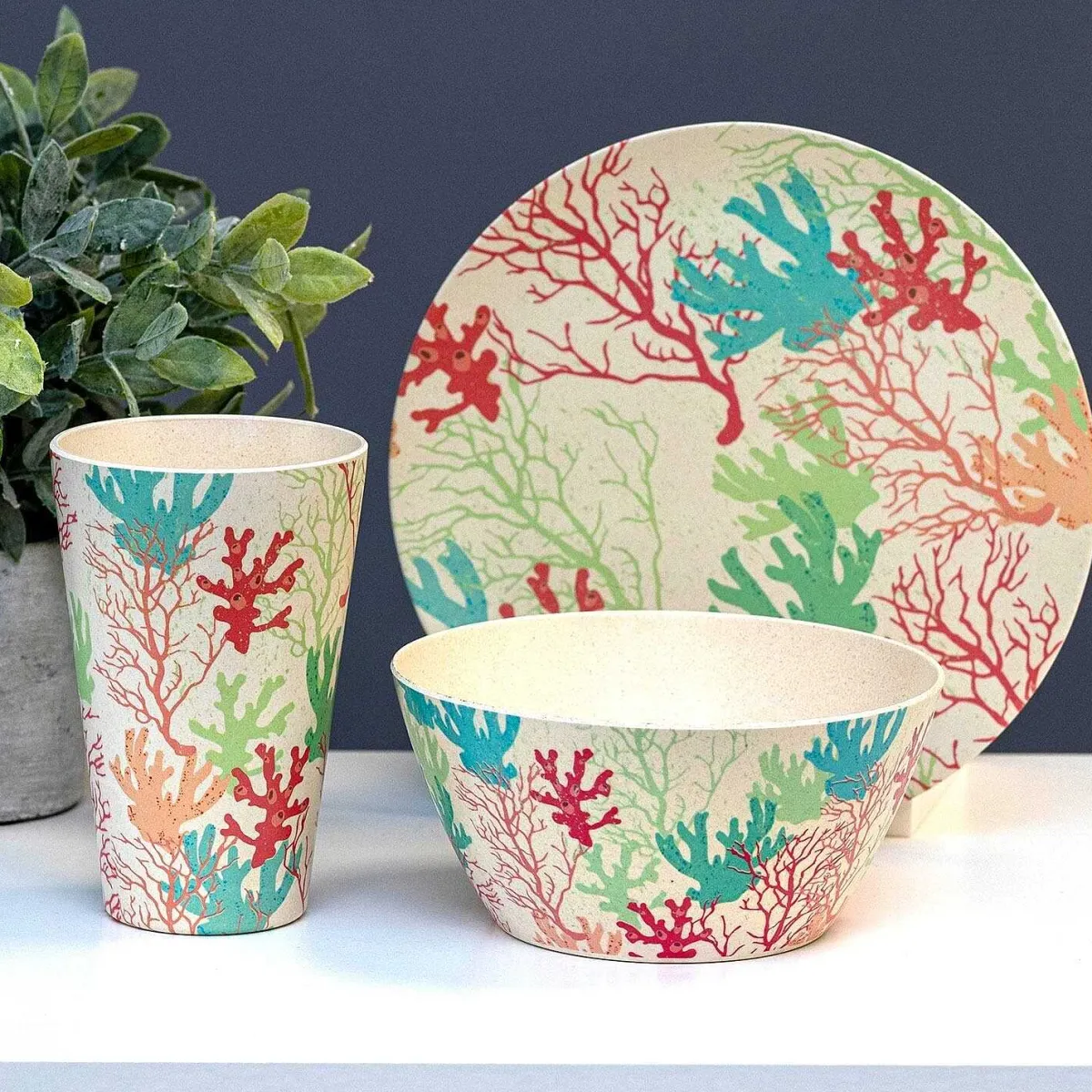 Bamboo Fibre Coral 8 Inch Plate>Temptation Sale