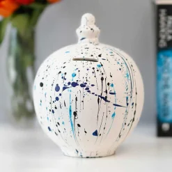 Black & Blue Splatter Money Pot>Temptation Cheap
