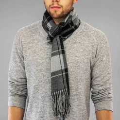 Black Plaid Men's Scarf>Temptation Shop