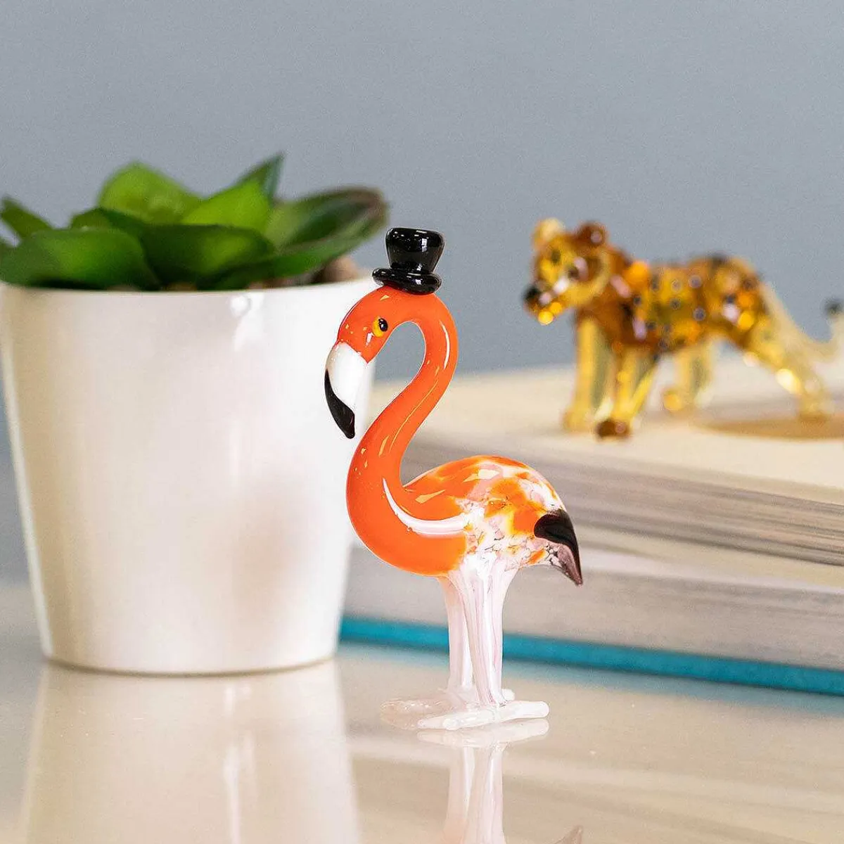 Glass Flamingo With Hat>Temptation Cheap