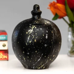Gold & Silver Splatter On Black Money Pot><noscript><img width=