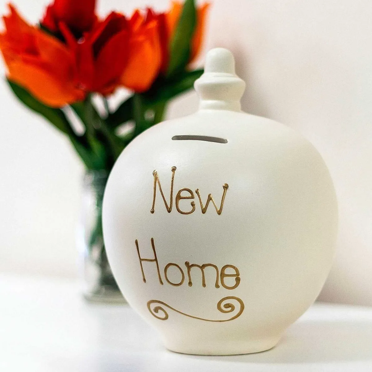 'New Home' Gold On Cream Money Pot>Temptation Cheap