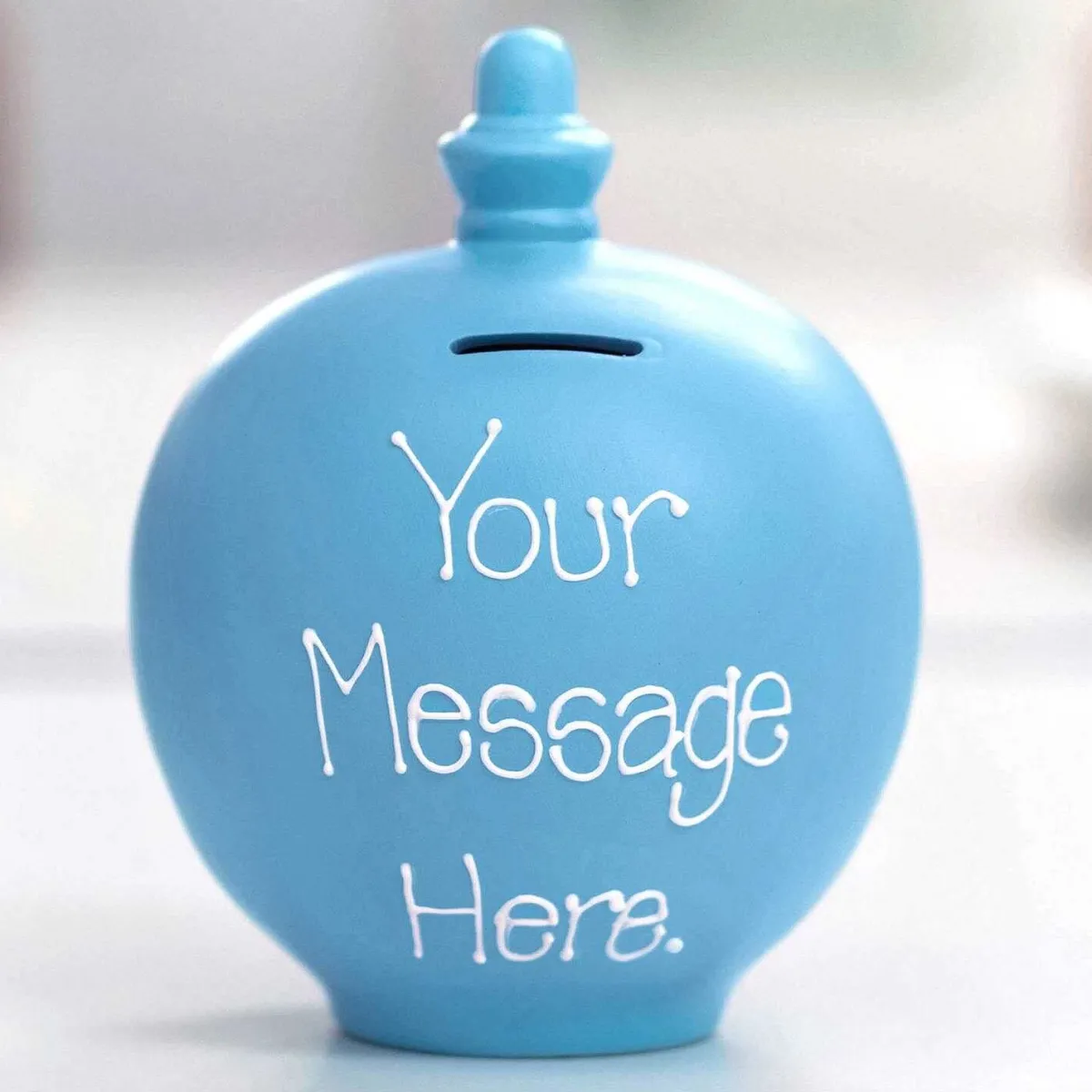 Personalisable Light Blue Money Pot>Temptation Outlet