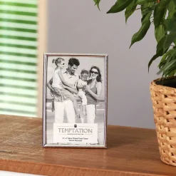 Silver-Plated Narrow Ribbed Edge Frame 4X6>Temptation Best