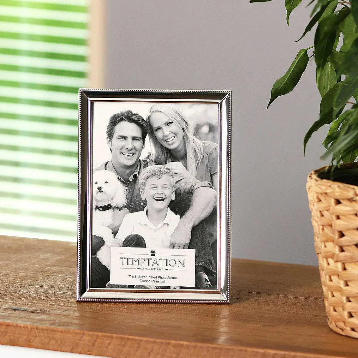 Silver-Plated Narrow Dotted Edge Photo Frame 5X7>Temptation Best