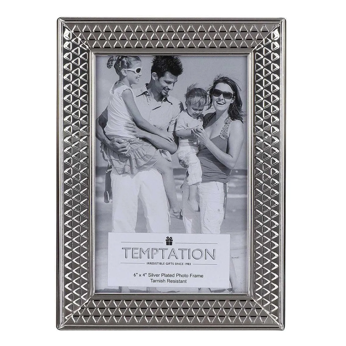 Silver-Plated Wide Edge Triangle Design Photo Frame 4X6>Temptation Outlet