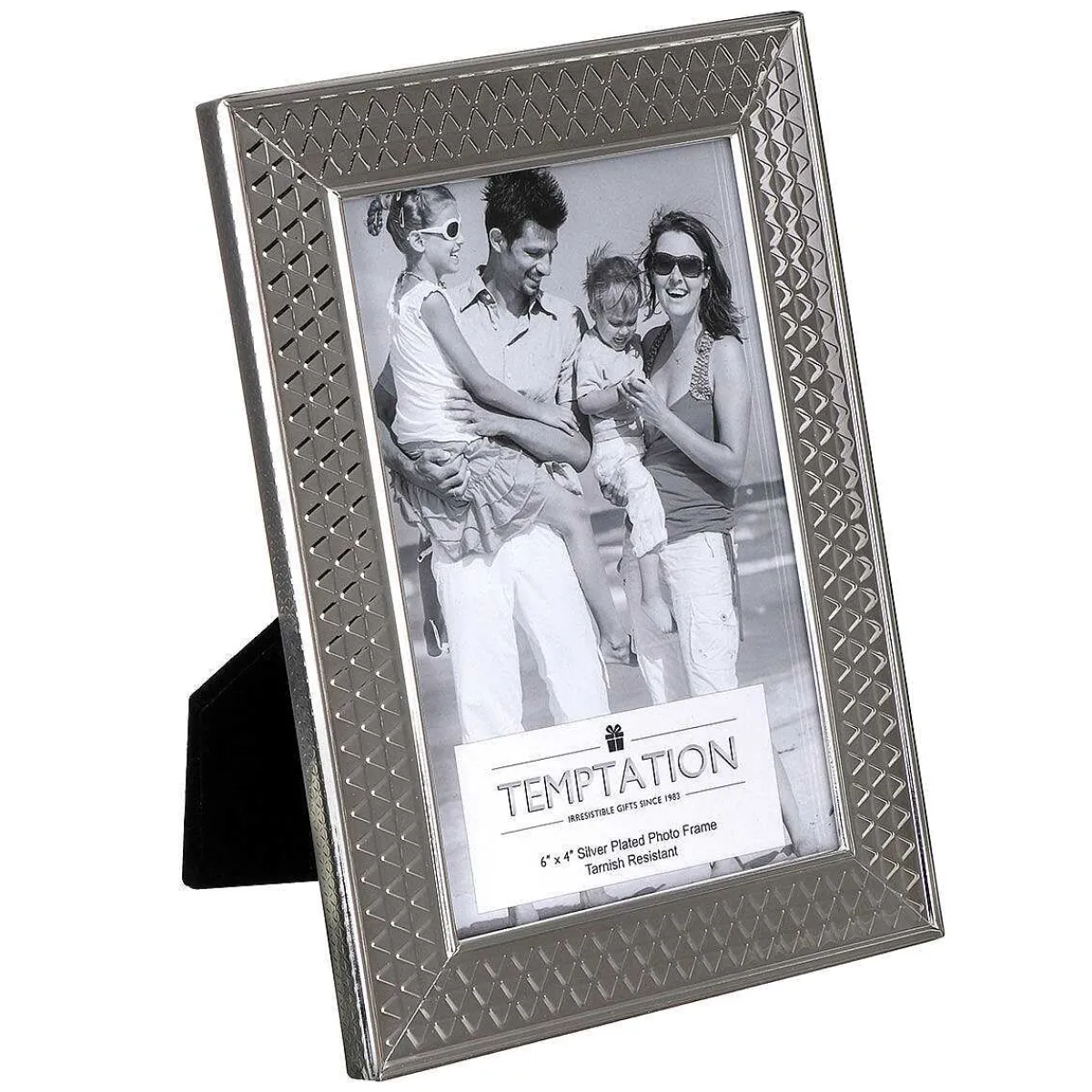 Silver-Plated Wide Edge Triangle Design Photo Frame 4X6>Temptation Outlet