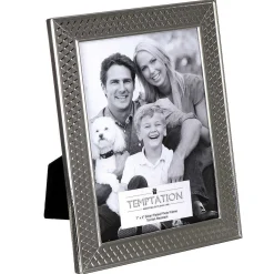 Silver-Plated Wide Edge Triangle Design Photo Frame 5X7>Temptation Best Sale