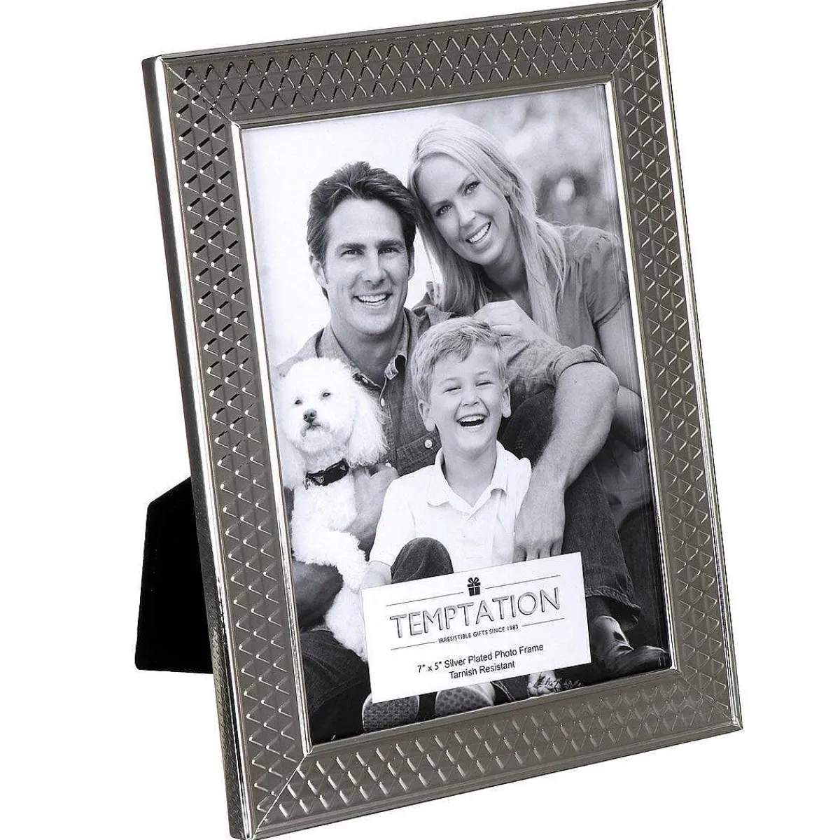 Silver-Plated Wide Edge Triangle Design Photo Frame 5X7>Temptation Best Sale