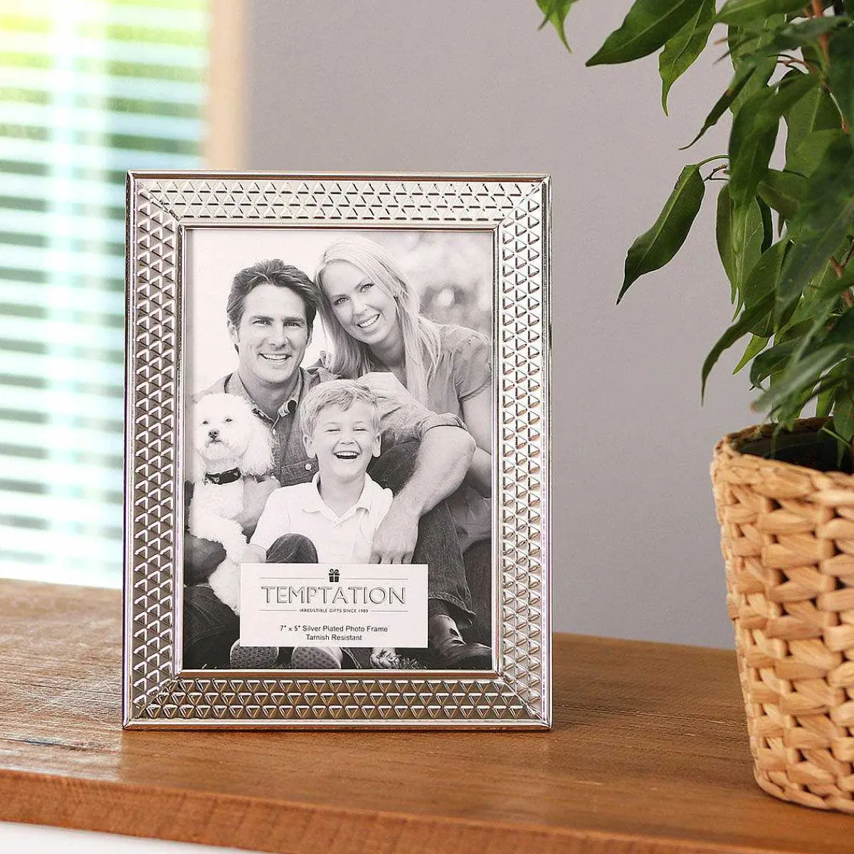 Silver-Plated Wide Edge Triangle Design Photo Frame 5X7>Temptation Best Sale