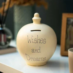 'Wishes And Dreams' Silver On Cream Money Pot>Temptation Discount