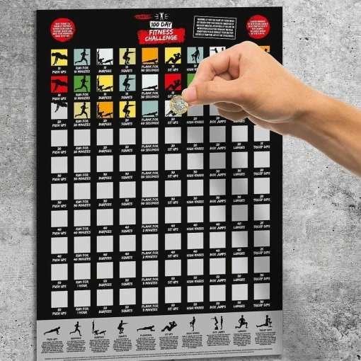 100 Day Fitness Challenge A2 Scratch Poster>The Source Hot