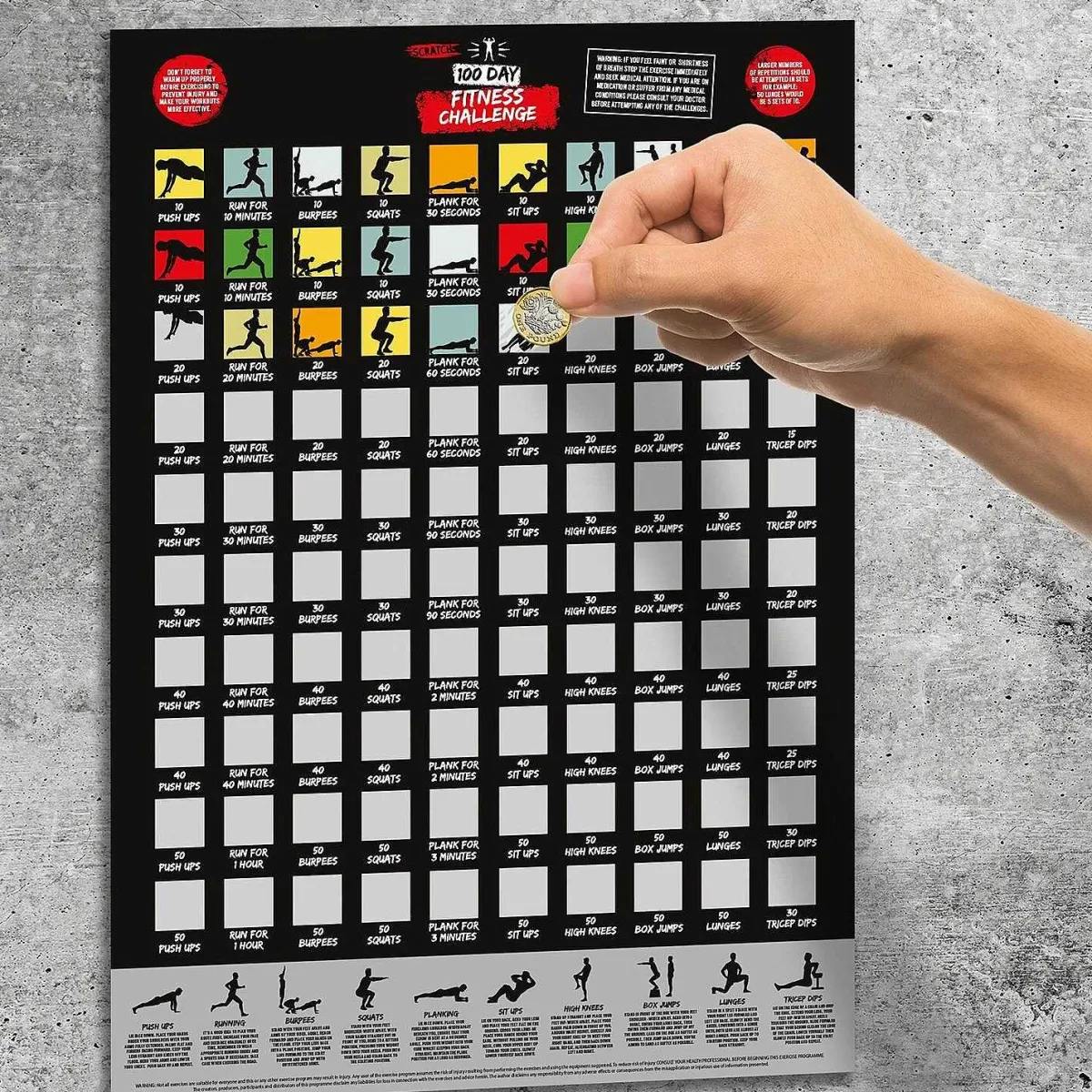 100 Day Fitness Challenge A2 Scratch Poster>The Source Hot