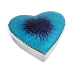 Azeti Brushed Aqua Heart Trinket Box>Tilnar Art Fashion