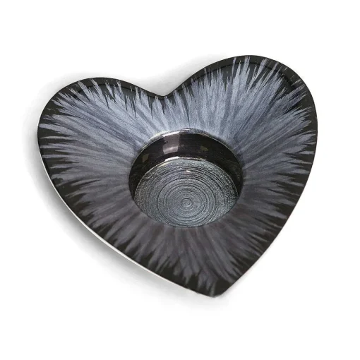 Azeti Brushed Black Heart Tealight Holder>Tilnar Art Shop