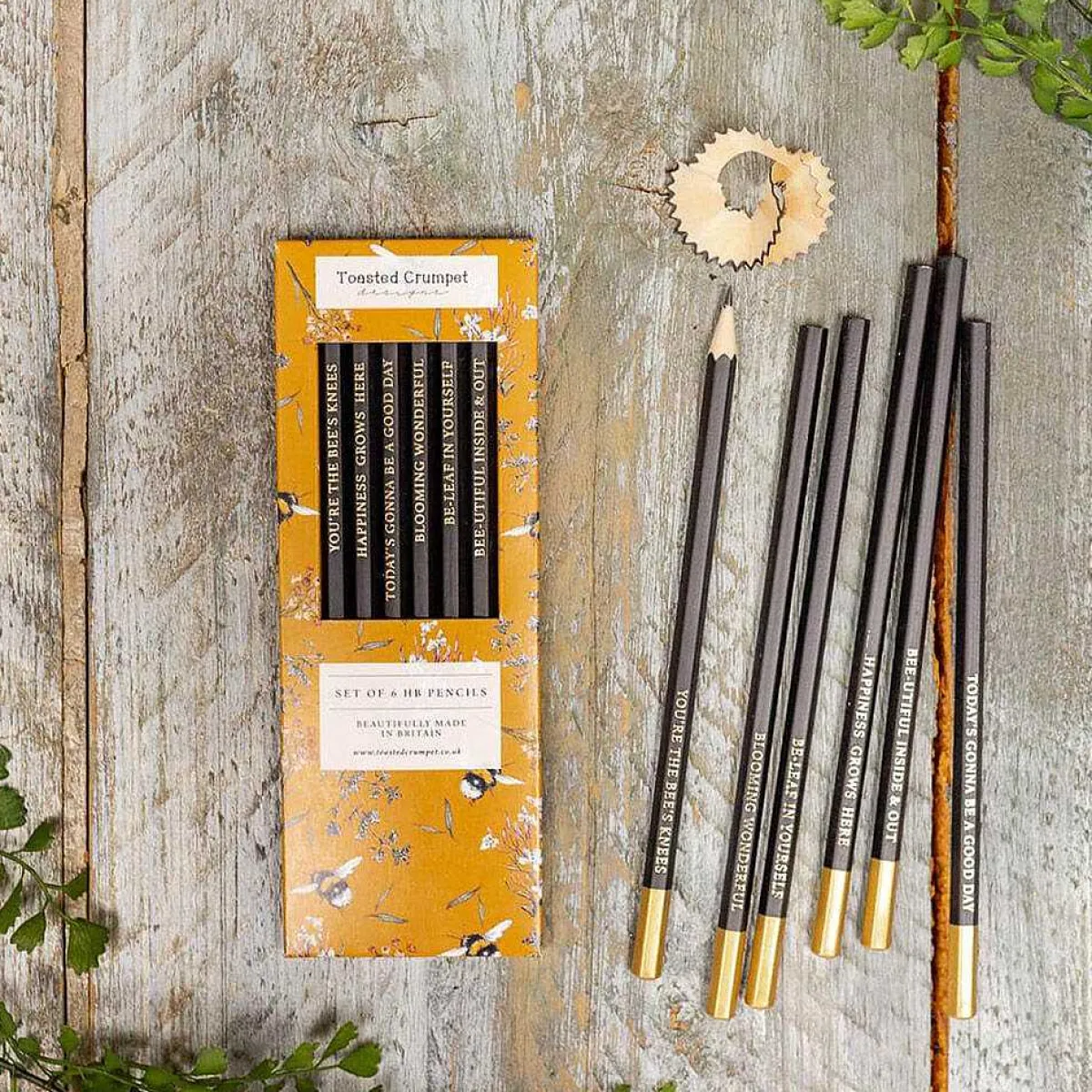 'Bee & Honeysuckle' Set Of 6 Pencils>Toasted Crumpet Best Sale
