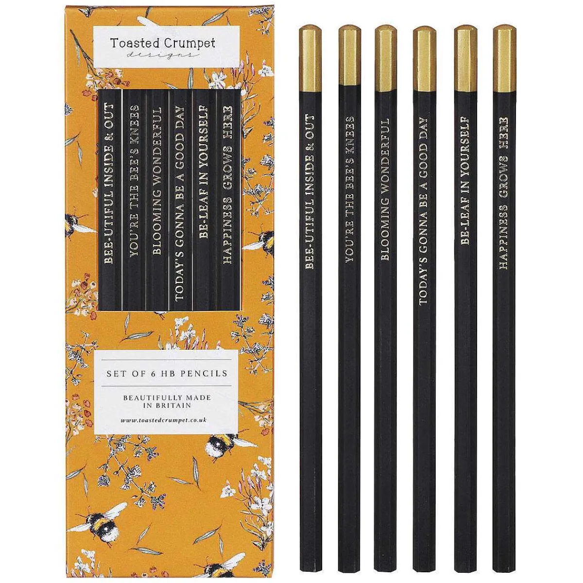 'Bee & Honeysuckle' Set Of 6 Pencils>Toasted Crumpet Best Sale