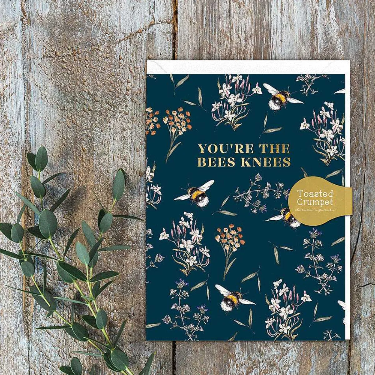 Bees & Wildflowers 'Bees Knees' Mini Card>Toasted Crumpet Sale