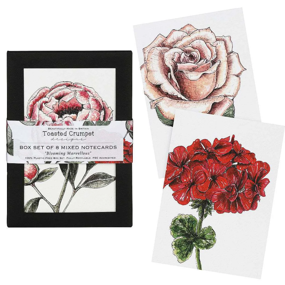 'Blooming Marvellous' Notecards Mixed Set Of 8>Toasted Crumpet Sale