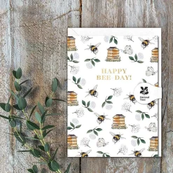 Bumblebee & Beehives 'Happy Bee-Day' Mini Birthday Card>Toasted Crumpet Flash Sale