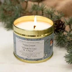 'Clementine & Clove' Robin & Eucalyptus Christmas Tin Candle><noscript><img width=