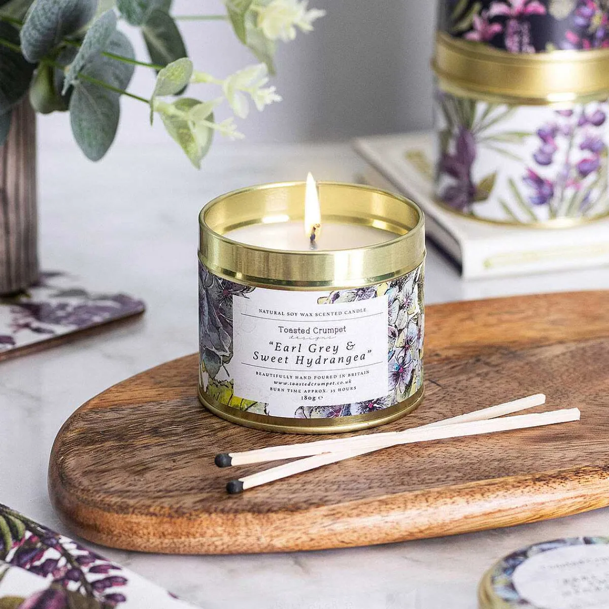Earl Grey & Sweet Hydrangea Tin Candle>Toasted Crumpet Online