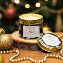 'Frankincense & Myrrh' Robin & Eucalyptus Christmas Tin Candle><noscript><img width=