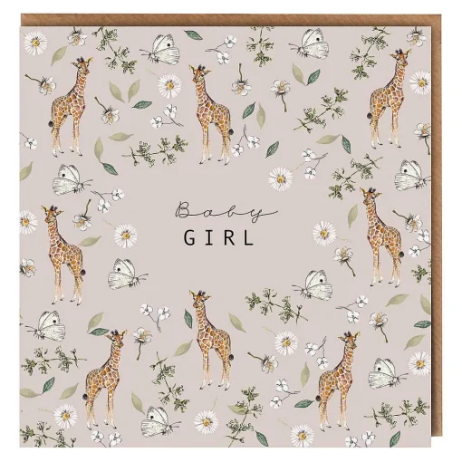 Giraffe Pink 'Baby Girl' Card>Toasted Crumpet Discount