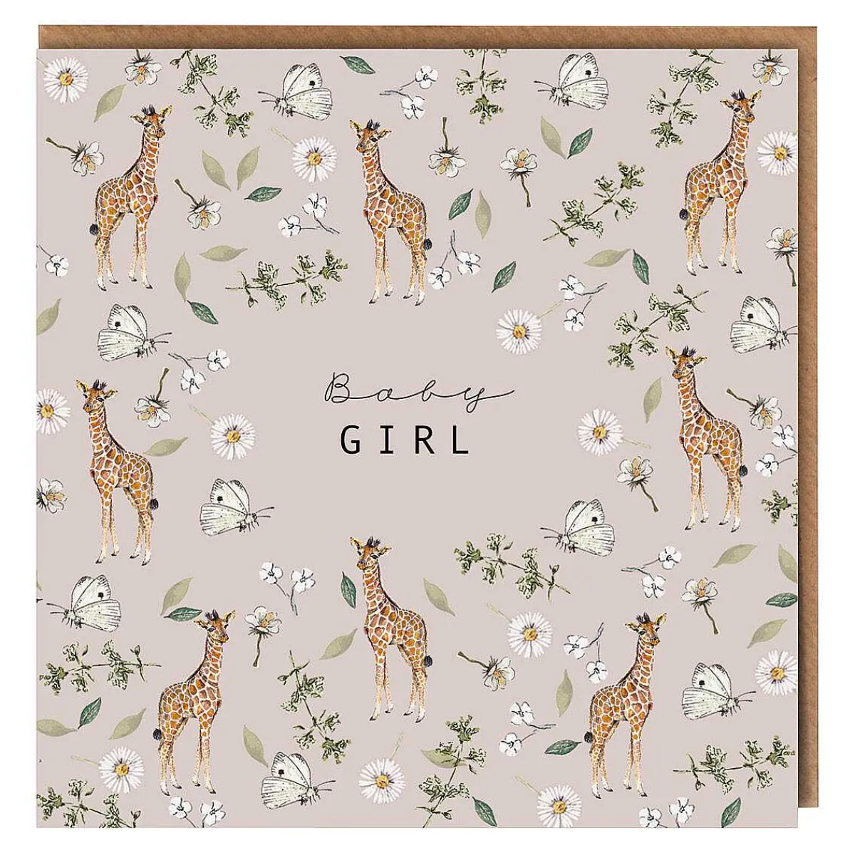 Giraffe Pink 'Baby Girl' Card>Toasted Crumpet Discount