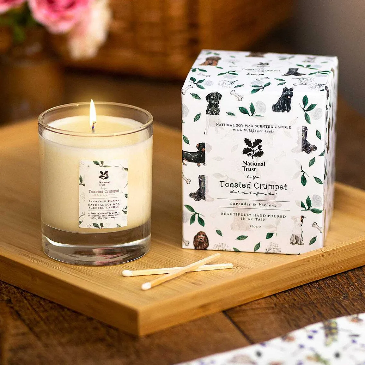 'Lavender & Verbena' Glass Jar Candle>Toasted Crumpet Clearance