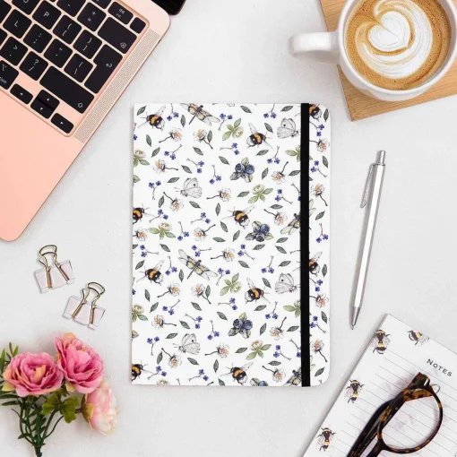 'Wildflower Meadows' White A5 Lined Notebook>Toasted Crumpet Shop