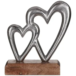 Silver Interlocked Hearts On Wooden Base Decoration><noscript><img width=