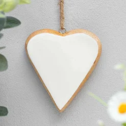 White Enamelled Wooden Heart Decoration>Transomnia Hot