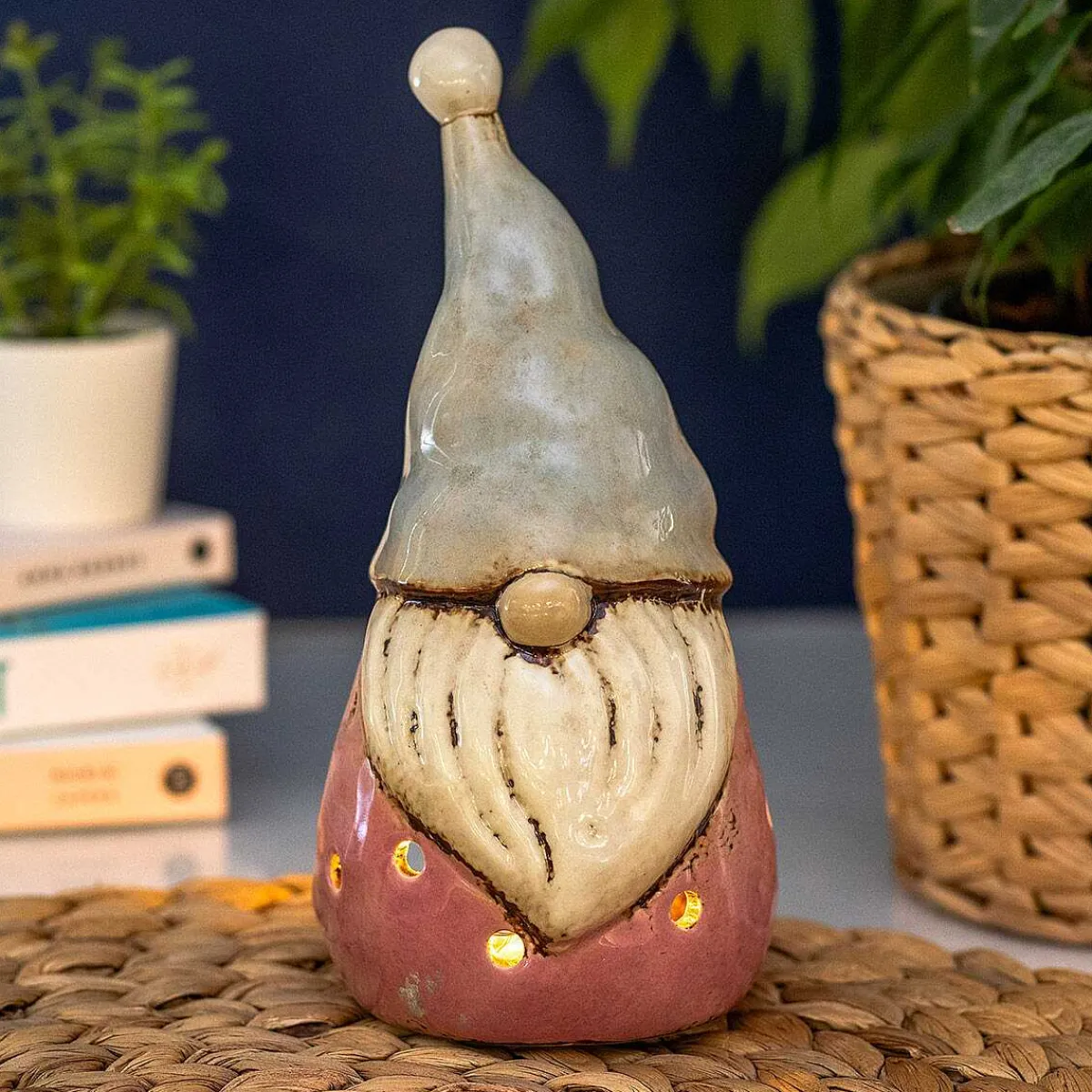 Assorted Large Pink & Grey Gonk Tealight Holder>Village Pottery Store