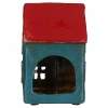 Blue & Red House Tealight Holder>Village Pottery Cheap