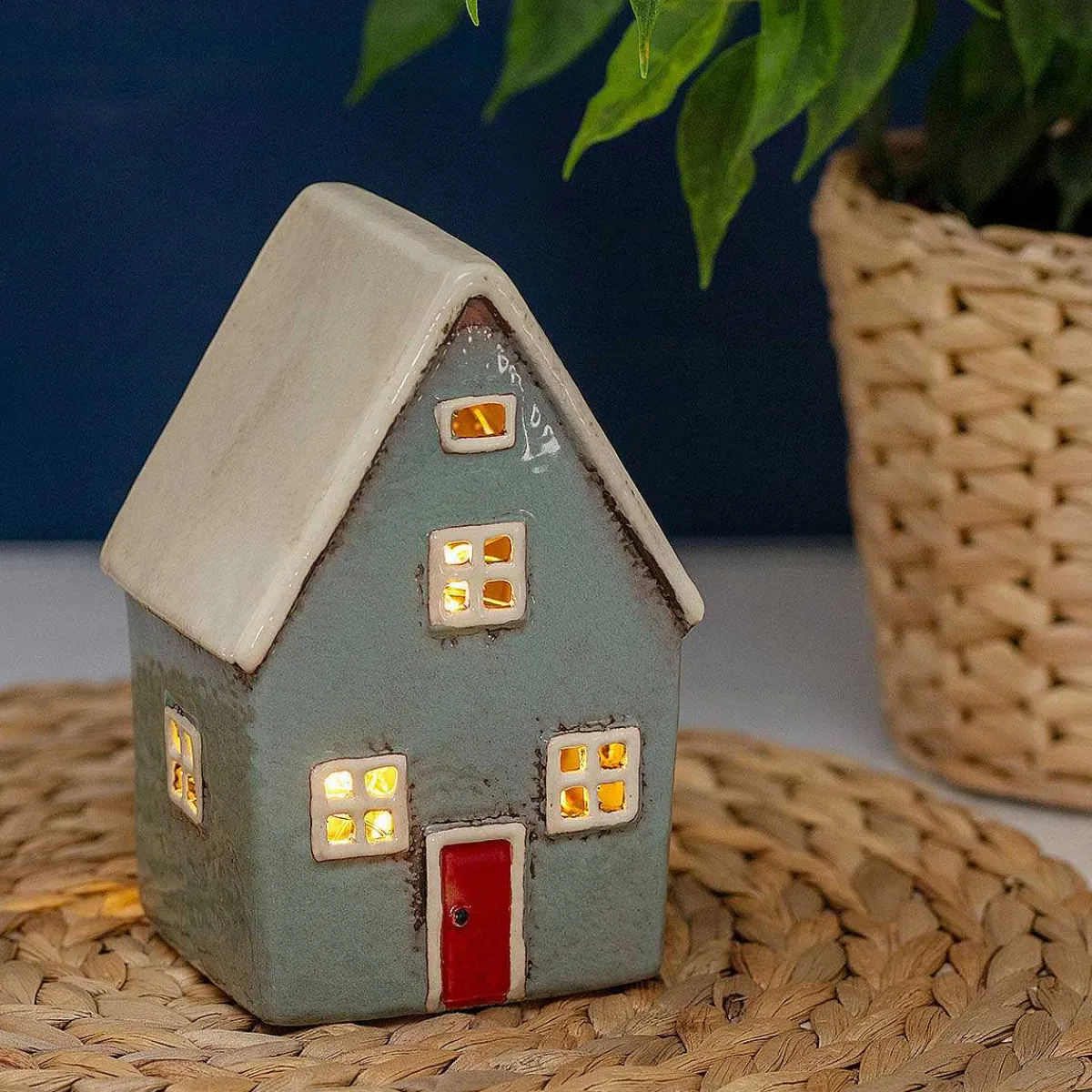 Dark Grey House Tealight Holder>Village Pottery Hot