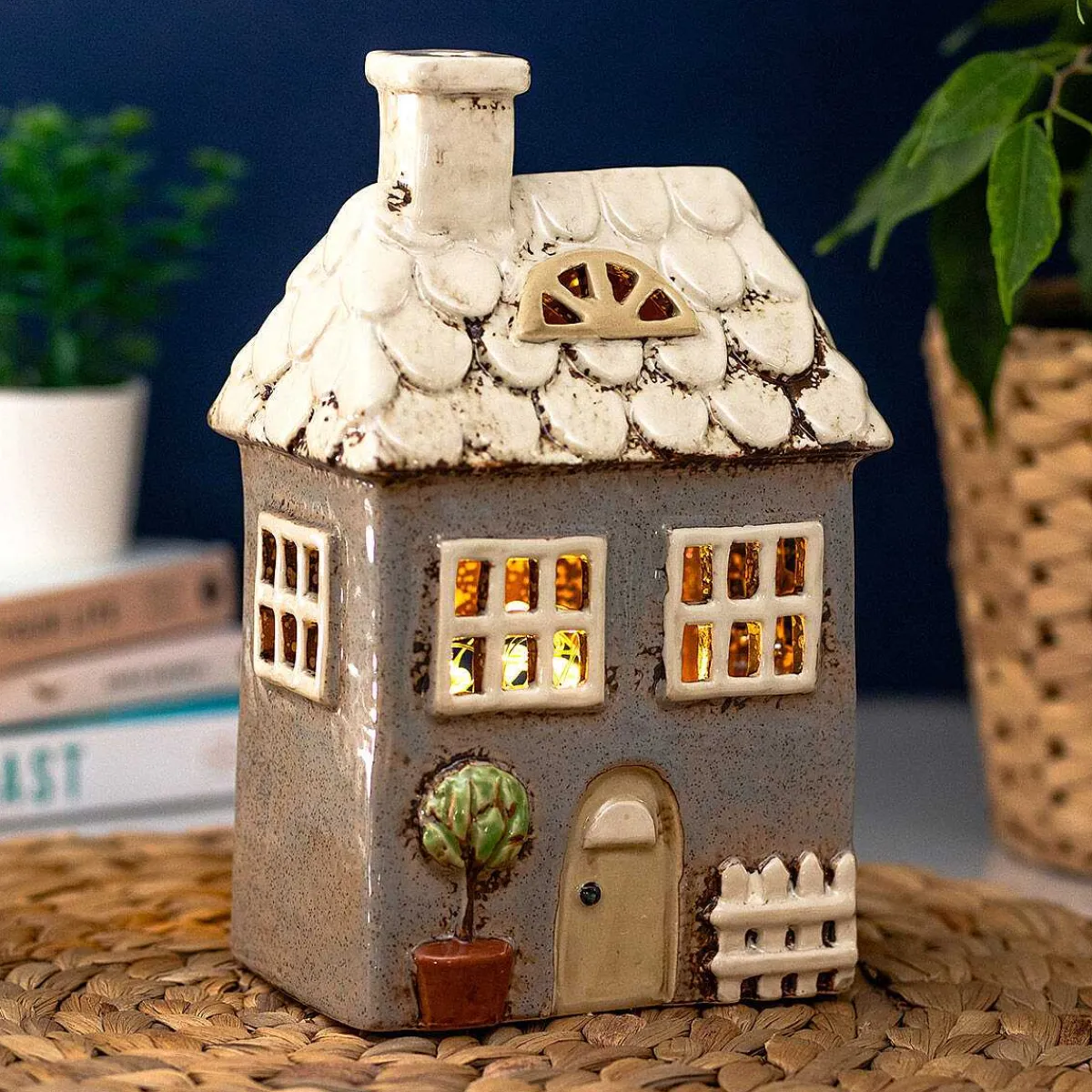 Grey Garden House Tealight Holder>Village Pottery Best Sale
