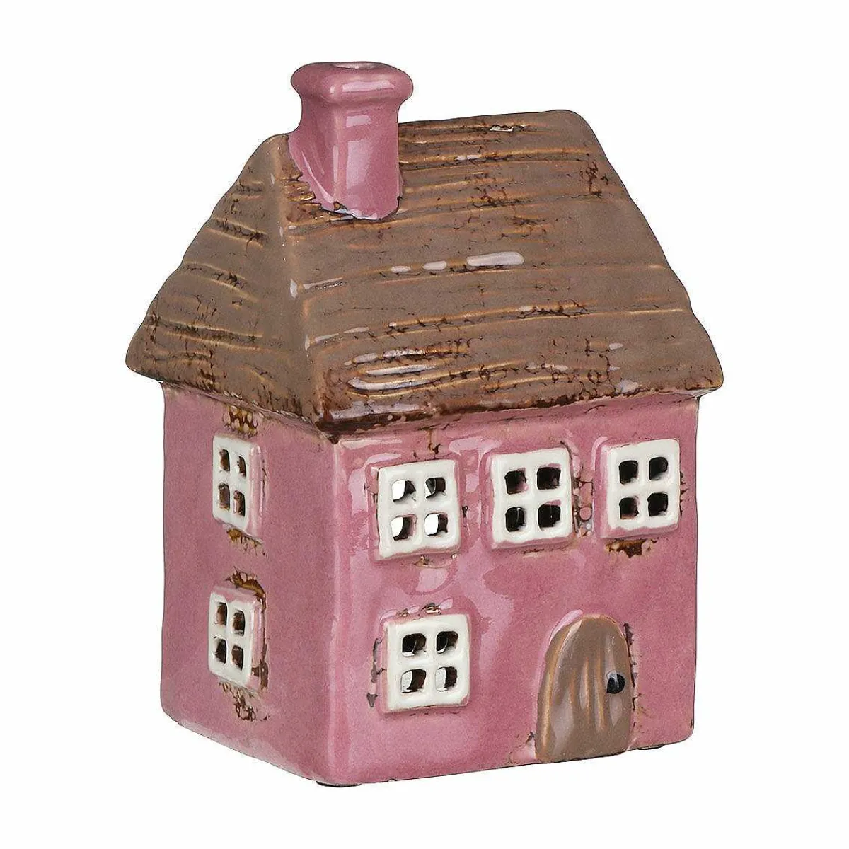 Pink Thatched House Tealight Holder>Village Pottery Sale