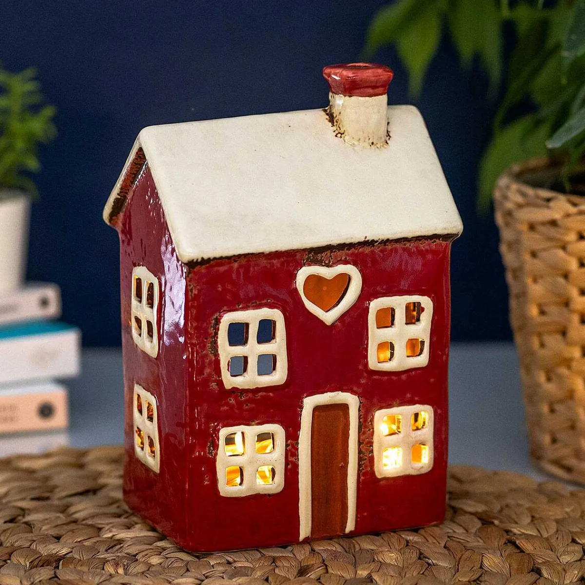 Red Heart House Tealight Holder>Village Pottery Discount
