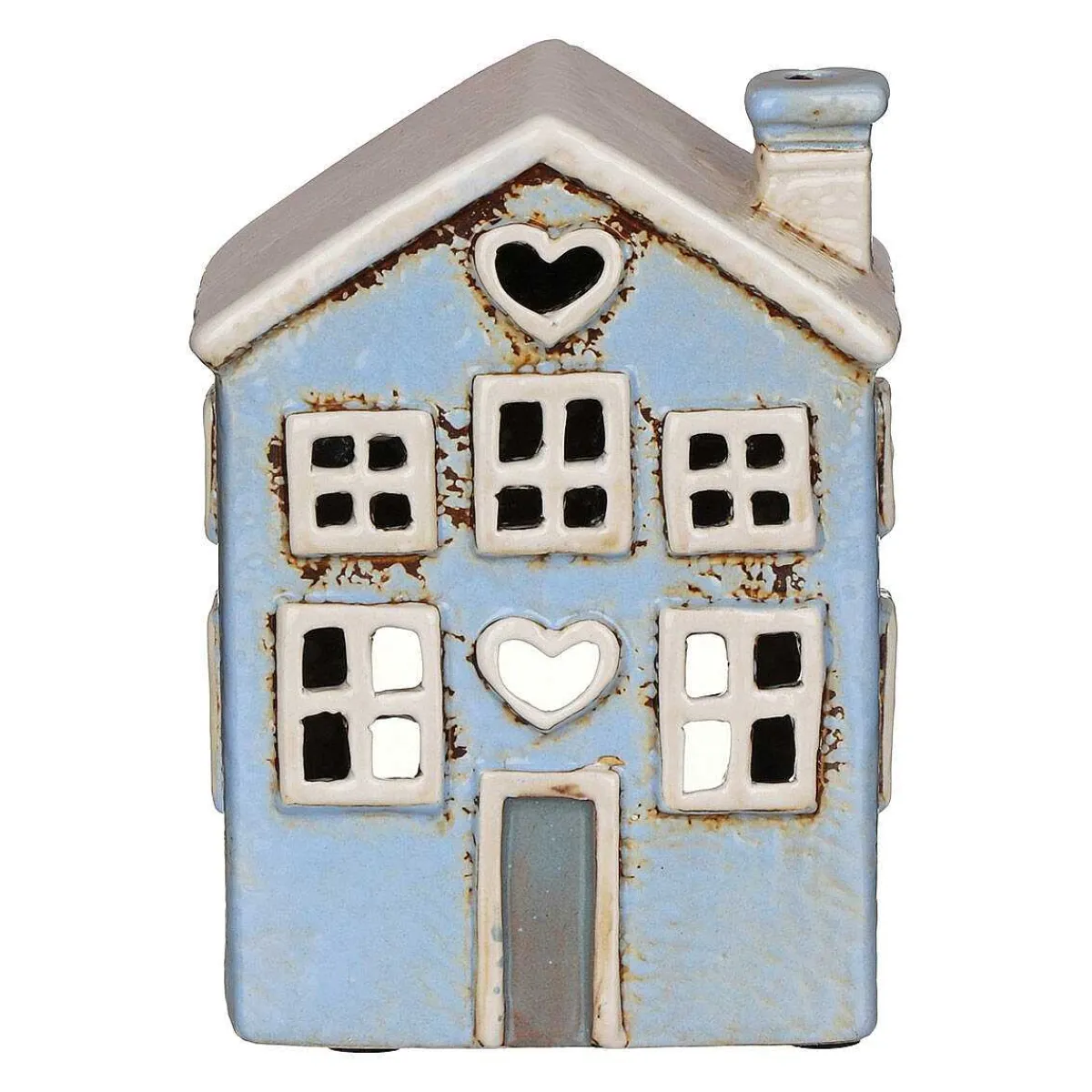 Small Light Blue Heart House Tealight Holder>Village Pottery Best Sale