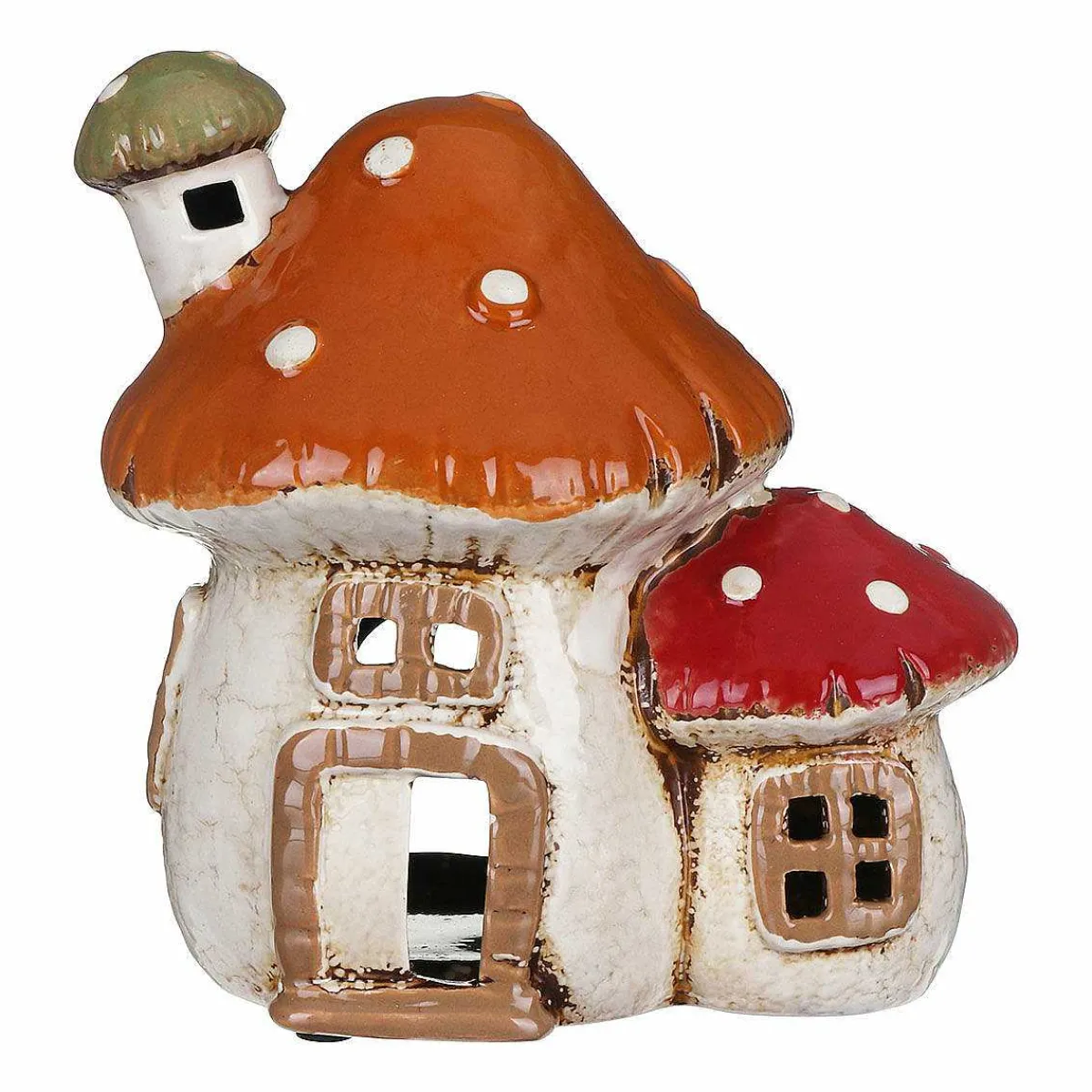 Two Mushroom House Tealight Holder>Village Pottery Flash Sale