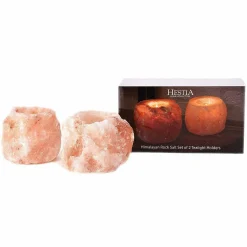 Himalayan Rock Salt Set Of 2 Tealight Holders>Widdop & Co Store