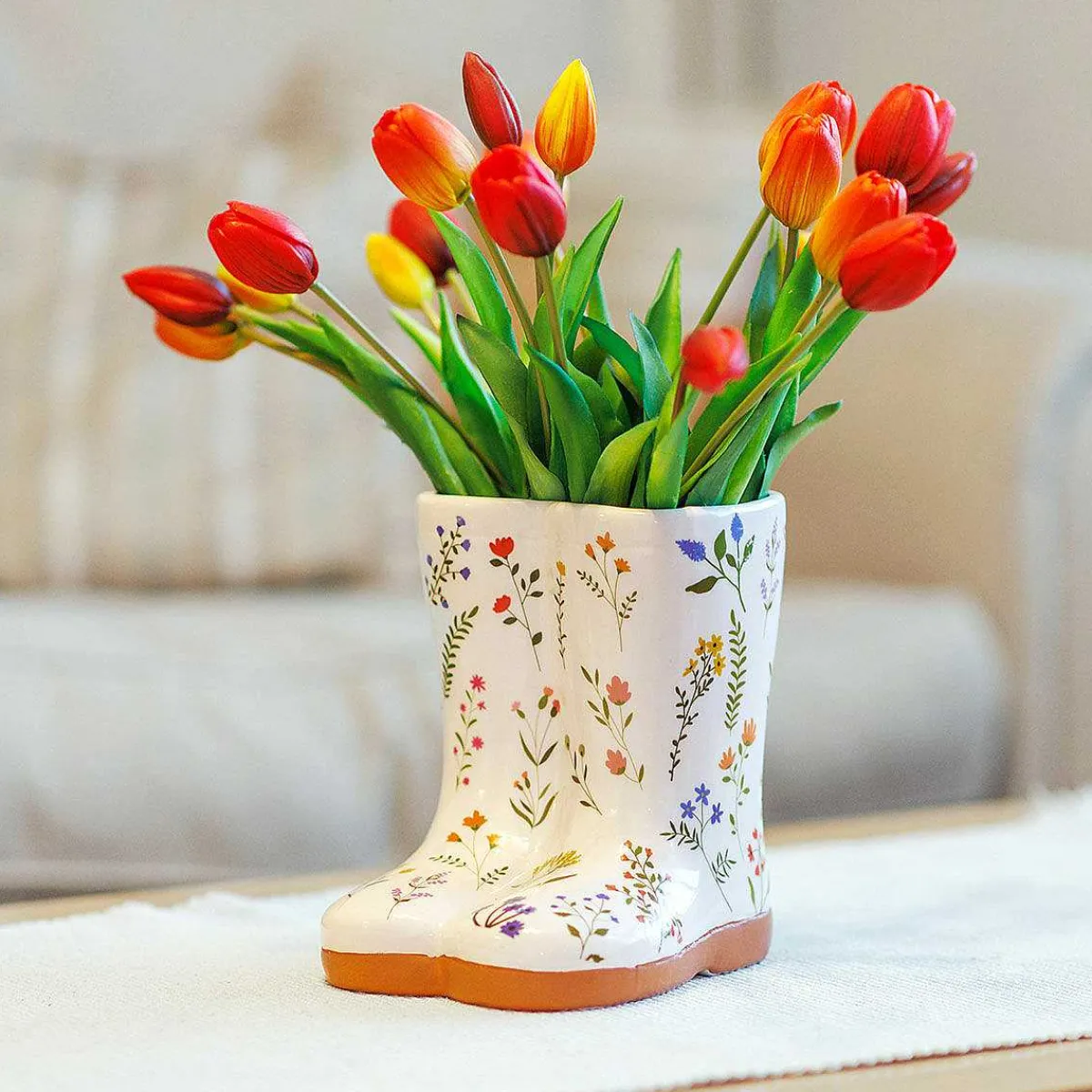 The Cottage Garden Floral Wellies Small Ceramic Vase>Widdop & Co Outlet