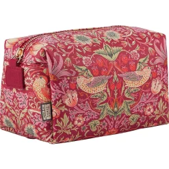 At Home Strawberry Thief Medium Raspberry Wash Bag>William Morris Online